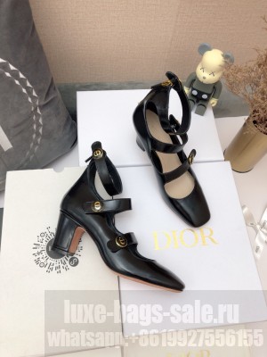 DIOR HEEL 7CM CALFSKIN D-DOLL PUMPS WITH ANKLE STRAP BLACK 2022 COLLECTION