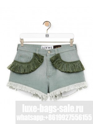Loewe Women's Shorts In Denim Green