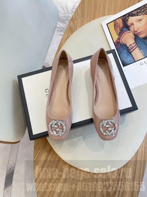 Gucci Patent Leather Pumps 3.5cm with Crystal Interlocing G Nude 2023