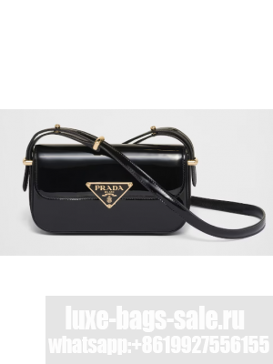 Prada Patent leather shoulder bag with flap 1BD339 black