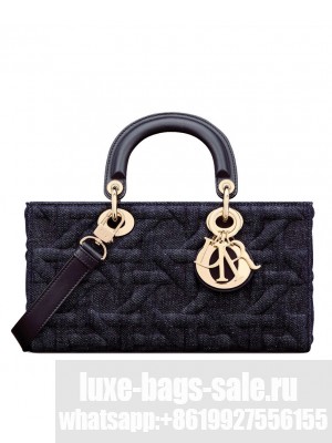 Christian Dior Medium Lady D-Joy Bag Dark Blue