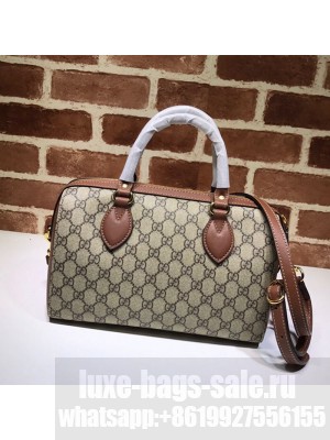 Gucci GG Canvas Boston Bag 409529 Brown Leather  Collection