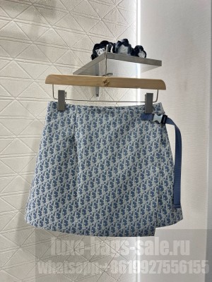 Christian Dior Dioriviera Skort Blue and White Dior Oblique Jacquard Technical Taffeta