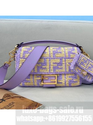 Fendi Raffia Baguette Medium Bag Purple  2021 Collection