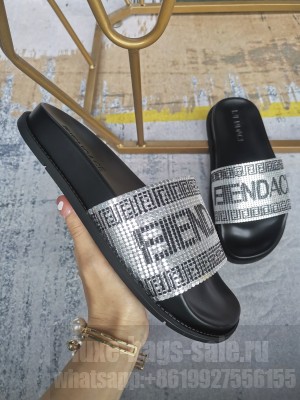 Versace x Fendi Unisex Fendace Flat Slide Sandals Silver 2022 Collection 08