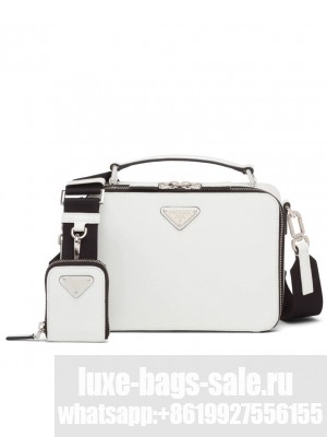 Prada Brique Saffiano Leather Cross-Body Bag 2VH069 White