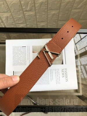 Louis Vuitton LV Tilt Grained Calfskin Belt 40mm with LV Buckle Brown 2020 Collection