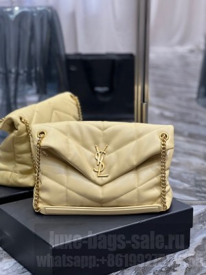 Yves Saint Laurent LOULOU PUFFER MEDIUM BAG IN QUILTED CRINKLED MATTE LEATHER Y577475 yellow