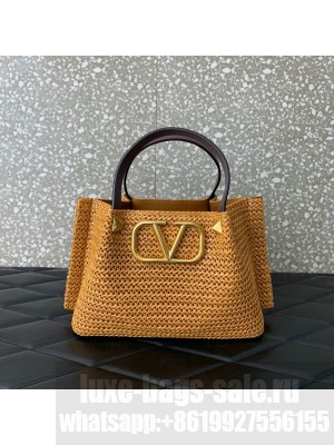 VALENTINO Small RAFFIA MACRAME Shoulder Bag 0330S brown