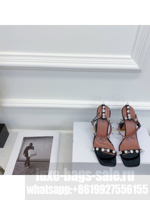 AMINA MUADDI Julia crystal-embellished PVC heel 9.5cm Black sandals 2021 Collection