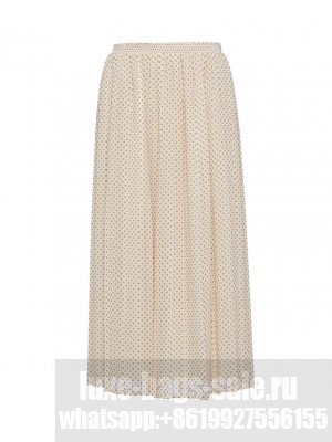 Prada Women's Polka-dot Georgette Midi Skirt Cream