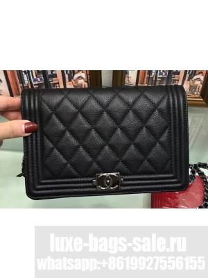 Chanel Boy Wallet On Chain WOC Bag In Caviar Leather Black