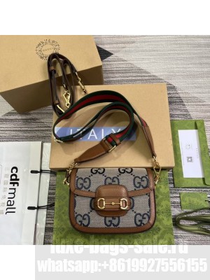 Gucci Horsebit 1955 GG mini bag 658574 blue&brown