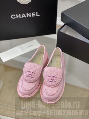 Chanel Canvas Loafers with Matte CC Foldover Pink 033