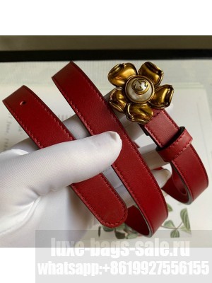 Gucci Calfskin Belt 20mm with Flower Buckle Red 2020 Collection