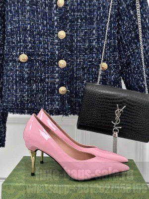 Gucci women's 8.5cm Metal effect heel Pointed toe Pump Pink