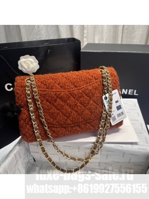 Chanel CLASSIC 11.12 HANDBAG Wool Tweed & Gold-Tone Metal A01112 Brown