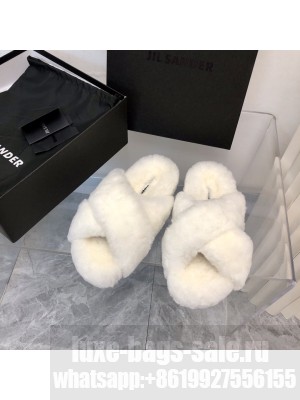 Jil sander Shearling Slides White