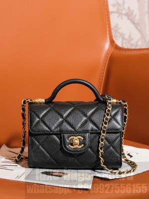 Chanel MINI FLAP BAG WITH TOP HANDLE AS4956 black