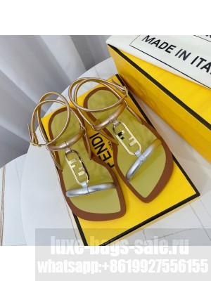 FENDI O’LOCK Brown leather slides2022 Collection