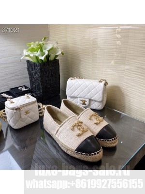 Chanel Wool Knit Espadrilles Lambskin Leather Spring/Summer 2021 Collection, Beige