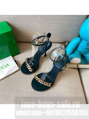 Bottega Veneta Dot Leather Chain Sandals 9cm Inkwell Green 2021 Collection