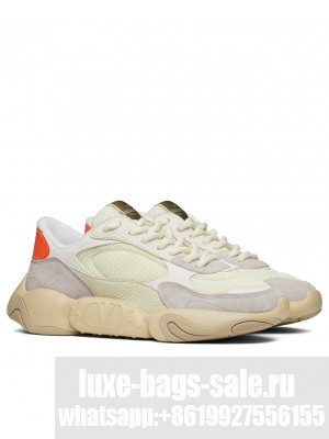 Valentino Unisex Garavani Bubbleback Mesh And Suede Sneaker Orange