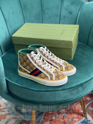 Gucci Unisex Tennis 1977 GG Multicolor high-top Yellow Sneaker 2021 Collection