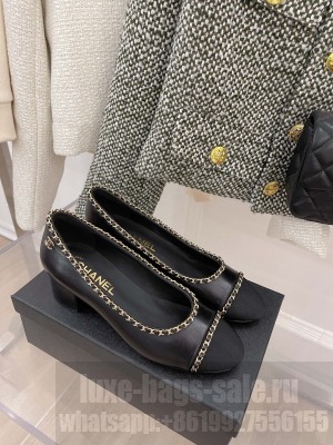 Chanel Heel 4.5cm chain Pumps Black Spring 2022 Collection