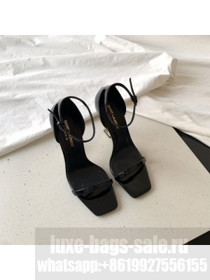 Saint Laurent Cassandra Patent Sandals 10cm Black 2022 Collection
