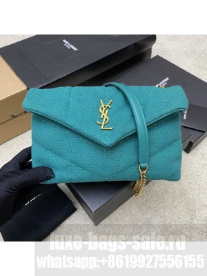 SAINT LAURENT PUFFER CHAIN BAG IN DENIM AND SMOOTH LEATHER 320333 Lake blue
