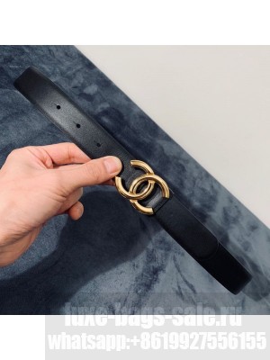 Chanel Reversible Calfskin Belt 30mm with CC Buckle Black/Gold Collection