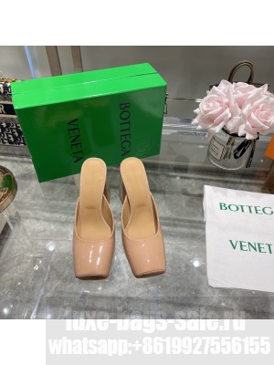 Bottega Veneta 11cm Patent Leather High Heel Mules 2022 Collection Beige