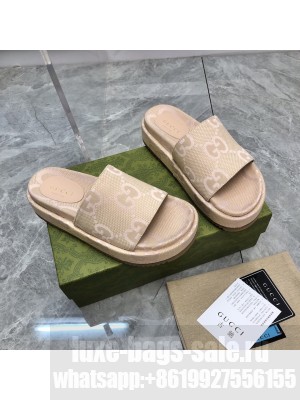 Gucci GG Canvas Platform 5cm Slide Sandals 2023 02