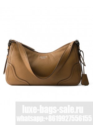 Prada Aimee Large Leather Shoulder Bag 1BC280 Coffee