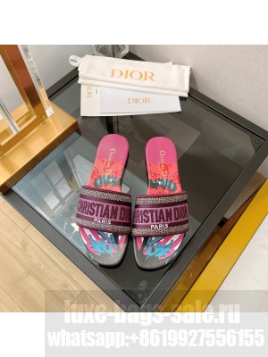 Dior DWAY SLIDE Burgandy Embroidered Cotton 2022 Collection