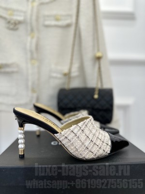 Chanel Pearl Heel 8.5cm Slide Mule 012