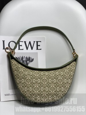 Loewe Original Leather Shoulder Handbag 3073 Green Embroidery