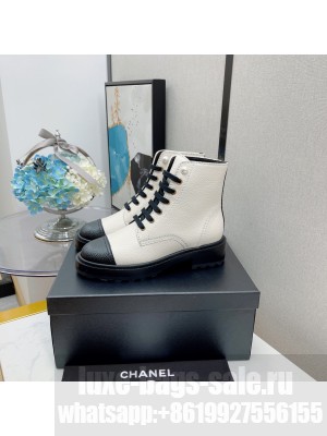 Chanel Women's Combat Boots White 02 2021 Collection
