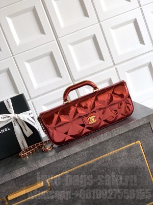 Chanel 25K Original Patent Leather Top Handle Bag A6321 Wine