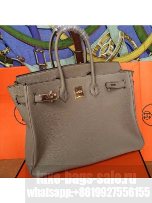 HERMES BIRKIN BAG 35 grey LUXE Togo leather with golden hardware