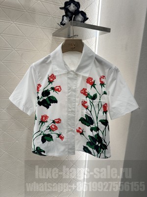 Loewe Short sleeve shirt Rose motifs in cotton