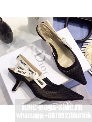 Dior J'Adior Slingback Fishnet Pump With 6.5cm Heel Black 2020 Collection