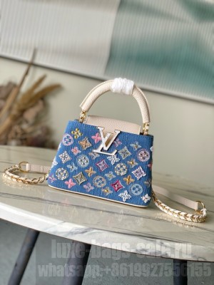 Louis Vuitton Capucines Mini M12938 white&Denim Blue