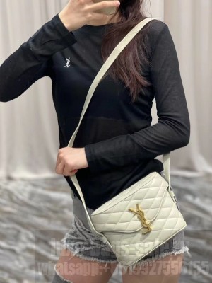 SAINT LAUREN JUNE BOX BAG IN QUILTED LAMBSKIN 7100801 cream