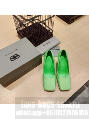 BALENCIAGA HEEL 8.5CM VOID D'ORSAY PUMPS LEATHER GREEN 2022