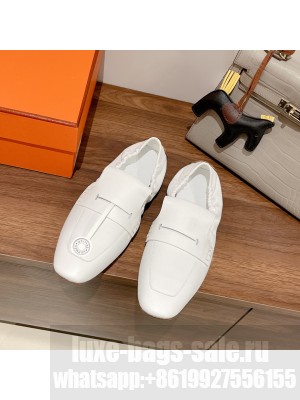 Hermes Echo Loafers White