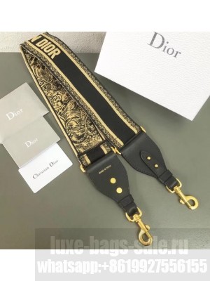 Dior Toile de Jouy motif Embroidered Shoulder Strap Black