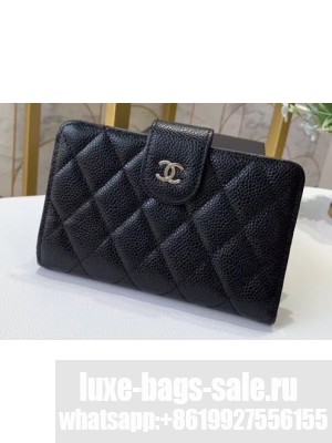 Chanel Small Wallet 48667 Grained Calfskin Black
