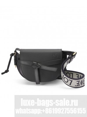Loewe Mini Gate Dual Bag In Soft Calfskin And Jacquard Black